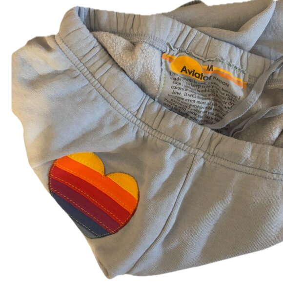 NWOT! Aviator Nation RAINBOW HEART STITCH SWEATPANTS - ICE | Women's Medium - Picture 7 of 7